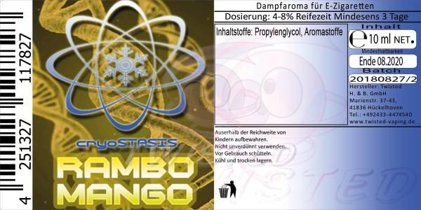 Twisted Flavors-Aroma (10 ml) Cryostasis Rambo Mango